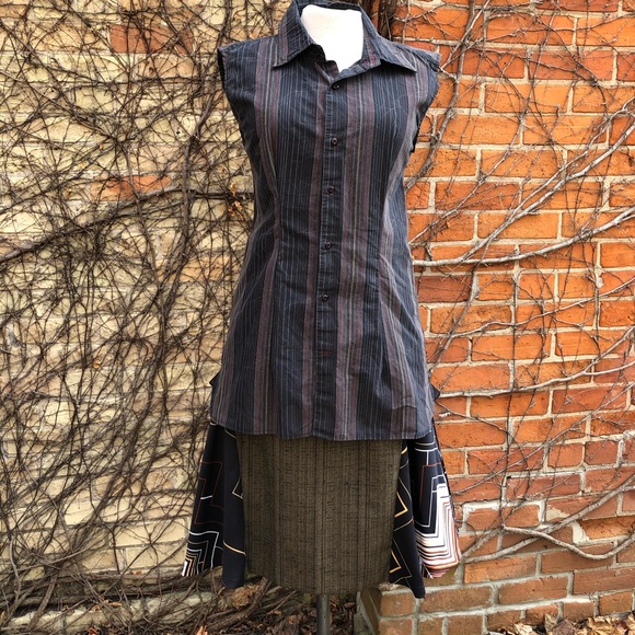 Upcycled Lace Embrace Black Button Up Shirt EMBODY - Picture 2 of 8